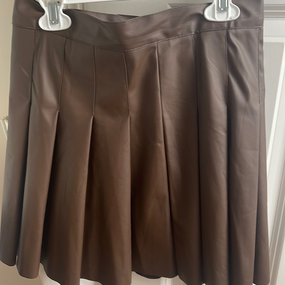 Leather Pleated tennis Skirt Flare